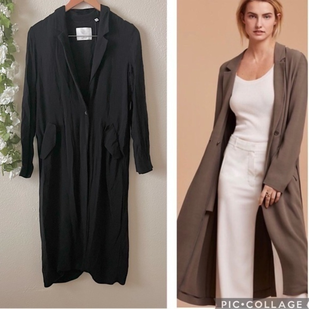 Aritzia Wilfred Black Collared Oversized Adelise Trench Coat Jacket